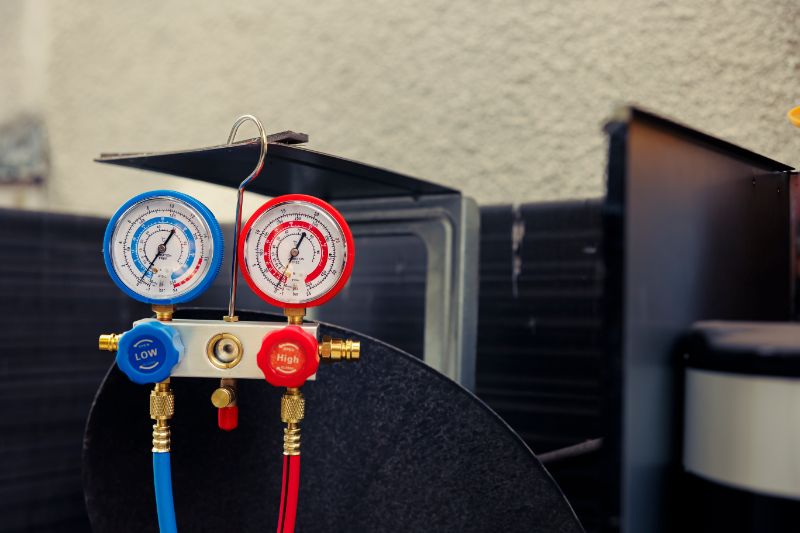 close-up-refrigerant-manifold-gauges